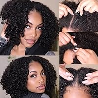 Nadula V Part Kinky Curly Wigs Human Hair No Leave Out Upgraded U Part Wigs for Women Affordable 4C Afro Curly Vpart Wigs Clip in Half Wig Beginner Friendly 150% Density Natural Color 18inch