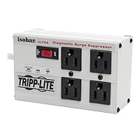 Tripp Lite ISOBAR4ULTRA Isobar 4 Outlet Surge Protector Power Strip, 6ft Cord, Right-Angle Plug, Metal, Lifetime Limited Warranty & Dollar 50,000 Insurance White