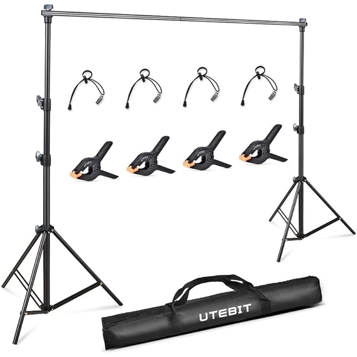 Mua UTEBIT  Backdrop Stand with 8 Clips, Adjustable Background  Support System Kit with Spring Clamps Heavy Duty Thicken Photo Backdrop  Stand for Parties Birthday Photographic Studio Video trên Amazon Mỹ chính