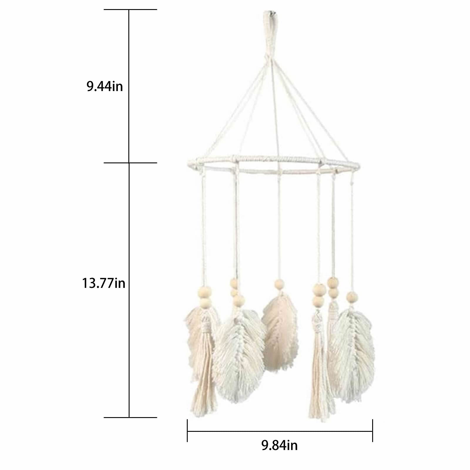 Bohemian Crib Mobile Cotton Woven Macrame Small Boho Dreamcatcher Tapastry Baby Bed Mobile Toys Hanging Wooden Nursery Decor for Girls,Baby Room Crib Bed