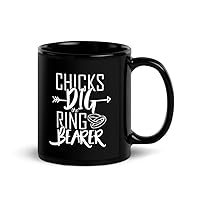 Black Ceramic Mug 11 oz Chicks Dig The Ring Bearer Outfit Ring Security Bachelorette Party Black