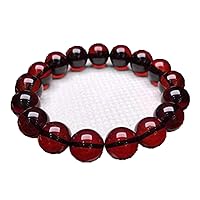 12mm Natural Blood Red Amber Bracelet for Woman Man Gemstone Burma Clear Round Beads Stretch Certificate AAAAA