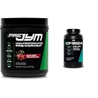 JYM Supplement Science PRE JYM 30 Servings Black Cherry & Omega JYM Fish Oil 2800mg 120 Softgels