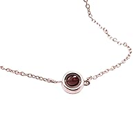 Bubbly Necklace Birthstones by Month Silver Circle 18K Rose Gold Titanium Steel Chain