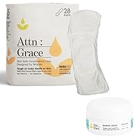 Attn: Grace Moderate Incontinence Pads (28 Pack) & Barrier Cream Combo for Women - Moderate Absorbency | Postpartum Support, Sensitive Skin-Friendly, Breathable, Plant-Based