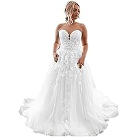 Fanciest Women's Lace Wedding Dresses for Bride 2024 Ball Gowns White