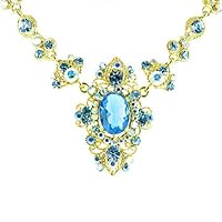 Blue on Gold Plated Vintage Style Necklace
