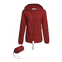 Hount Women's Lightweight Hooded Raincoat Waterproof Packable Active Outdoor Rain Jacket (S-3XL)
