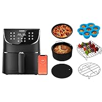 Smart WiFi Air Fryer 5.5L 100 Recipes, Chip Fryers for Home Use, Keep Warm, Preheat & Shake Remind, 1700W & Air Fryer Accessories Set, Fit All of Brands 5.5 L