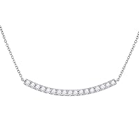 The Diamond Deal 14kt White Gold Womens Round Diamond Curved Bar Pendant Necklace 3/4 Cttw