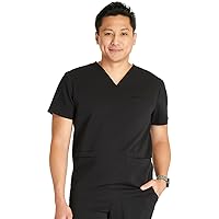 Cherokee Men's V-Neck Scrub Top with 3 Pockets, High-Low Rounded Hem, and Back Yoke Seam for Comfort - CK719A