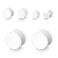 OIDEA 4-10 Pairs Multi-size Stainless Steel Piercing Fake Gauges Earring Studs, White/Black