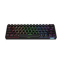 NACODEX STK61 2.4Ghz Wireless/Bluetooth/Wired 60% Mechanical Keyboard | 1000mAh Ultra Compact Rainbow Backlit Gaming Keyboard Wired Programmable for Win/Mac/PC Gamer