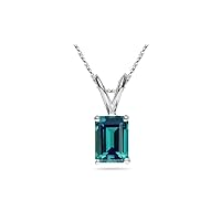 1.59-2.07 Cts of 8x6 mm AAA Emerald Lab created Alexandrite Solitaire Pendant in 14K White Gold