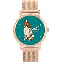 Brown White Springer Spaniel Dog Watch Ladies 38mm Case 3atm Water Resistant Custom Designed Quartz Movement Luxury Fashionable