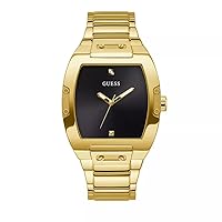 GUESS US Men's Gold Tone and White Rectangular Multifunctional Watch One