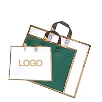 100pcs Custom Shopping Bags with Handle for Boutique Custom Plastic Shopping Bags Merchandise Bags with Logo for Business (black,45x40 bottom 11cm)