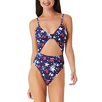 Women Juniors' Splatter-Star Knotted-Front Cut-Out One-Piece Swimsuit