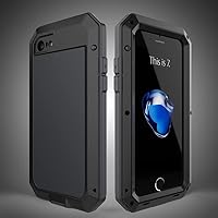 Heavy Duty Protection Armor Metal Phone Case for iPhone 14 13 12 11 Pro XS MAX SE XR X Aluminum Shockproof Cover (Black Phone Case,for iPhone 11)