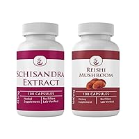 PURE ORIGINAL INGREDIENTS Schisandra Extract and Reishi Mushroom Capsule Bundle, 100 Capsules Each, No Additives or Fillers, Lab Verified