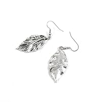 100 Pairs Jewelry Making Antique Silver Tone Earring Supplies Hooks Findings Charms H8WP7 Leaf Leaves