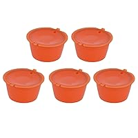 Coffee Capsule Reusable Filters for Coffee Machine, Set of 5 with Measuring Spoon, Easy to Use and Operate, Suitable for Home and Coffee Shop Use (Orange)