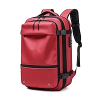 Retro Men Expandable Backpack，Male Work Travel Waterproof Daypack，17 Inch Anti Theft Business Vacuum Compression Laptop Rucksack (Color : Red, Size : 17inchs)