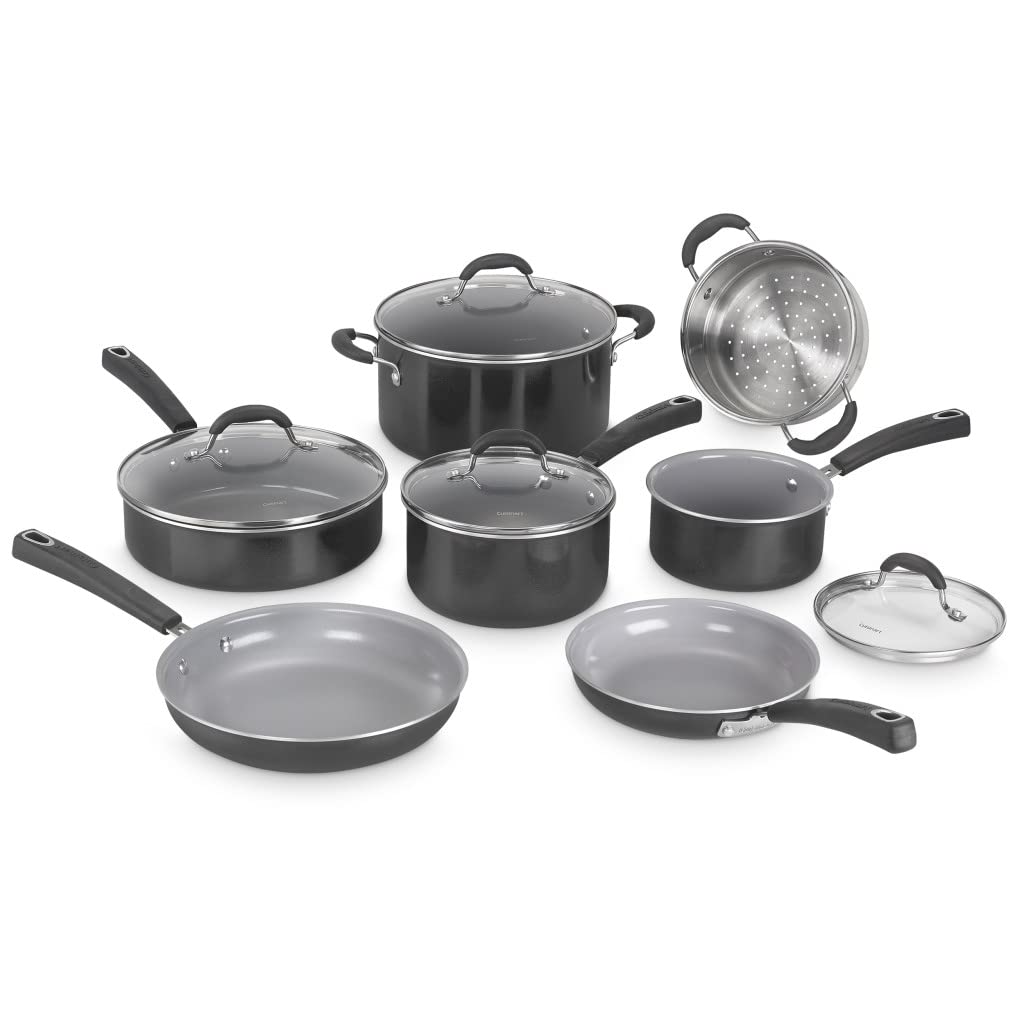 Cuisinart 11-Piece Nonstick Cookware Set, Ceramica XT, Black, 733-30H