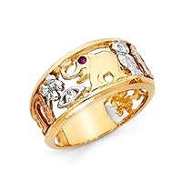 14ct Yellow Gold White Gold and Rose Gold Lucky Ring Size N 1/2 Jewelry for Women
