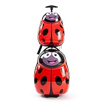 KIDDIETOTES Kids Carry-on Upright Luggage Suitcase and Backpack Set - Smooth Rolling Wheels - Ladybug