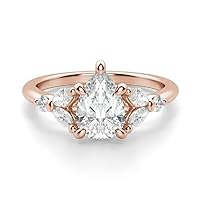 18K Solid Rose Gold Handmade Engagement Ring 1.00 CT Pear Cut Moissanite Diamond Solitaire Wedding/Bridal Ring for Woman/Her Gorgeous Ring