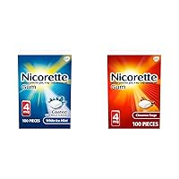 Nicorette 4mg Gum to Help Quit Smoking - White Ice Mint & Cinnamon Surge Flavored Stop Smoking Aids, 100 Count Each