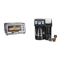 Hamilton Beach Toaster Oven Air Fryer Combo with Large Capacity, Fits 6 Slices or 12” Pizza & FlexBrew Trio 2-Way Coffee Maker, Compatible with K-Cup Pods or Grounds