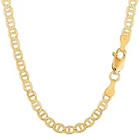 The Diamond Deal Unisex 14K SOLID Yellow Gold 5.5mm Shiny Mens Mariner-Link Chain Necklace or Bracelet Bangle for Pendants and Charms with Lobster-Claw Clasp (7
