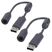 Fosmon (2-Pack) Replacement Dongles for Microsoft Xbox 360 Wired Controllers (Adapter Controller USB Breakaway Cable)