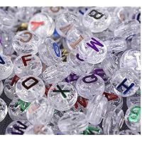 Adabus 100pcs Transparent Acrylic Letter Beads Mix Random Color Plastic Beads DIY Accessories Clothing Loose Beads dsfg3