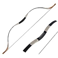 ZSHJG Archery Recurve Bow Traditional Handmade Longbow 25-55lbs Mongolian Wooden Longbow Horsebow with 3pcs Wooden Arrows for Adults Outdoor Competition Training Game 