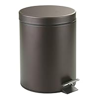iDesign 44211EU Metal Step Trash Can with Lid, 5 Liter Waste Basket Bin with Insert for Bathroom, Kitchen, Office, 8