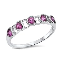 CHOOSE YOUR COLOR Sterling Silver Heart Promise Ring
