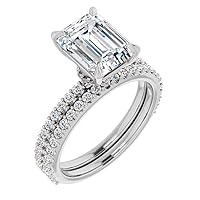 Moissanite Star Sterling Silver Genuine Moissanite Engagement Ring, Ethically, Authentically & Organically Sourced 3 CT Emerald Cut, Moissanite Diamond Ring, Wedding Rings