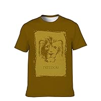 Mens Funny-Cool T-Shirt Graphic-Tees Novelty-Vintage Short-Sleeve Hip Hop: 3D Lion Print Brown Fashion Streetwear Gamer Gift