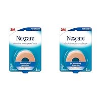 Nexcare Absolute Waterproof Tape, Flexible Foam Medical Tape, Secures Dressing and Keeps Wounds Dry - 1 in x 5 Yds, 1 Roll of Tape (Pack of 2)
