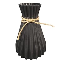 4.7x7in Paper Folding Shape Plastic Vases with Rope Unbreakable Geometric Unique Artificial Floral Vases for Dried Flowers, Fresh Flowers Bouquet, Black
