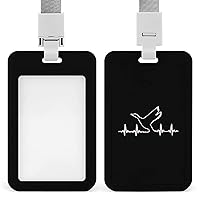 Duck Waterfowl Hunting Heartbeat Funny ID Badge Holder with Lanyard Clear Window Vertical Protector Case for Work Card