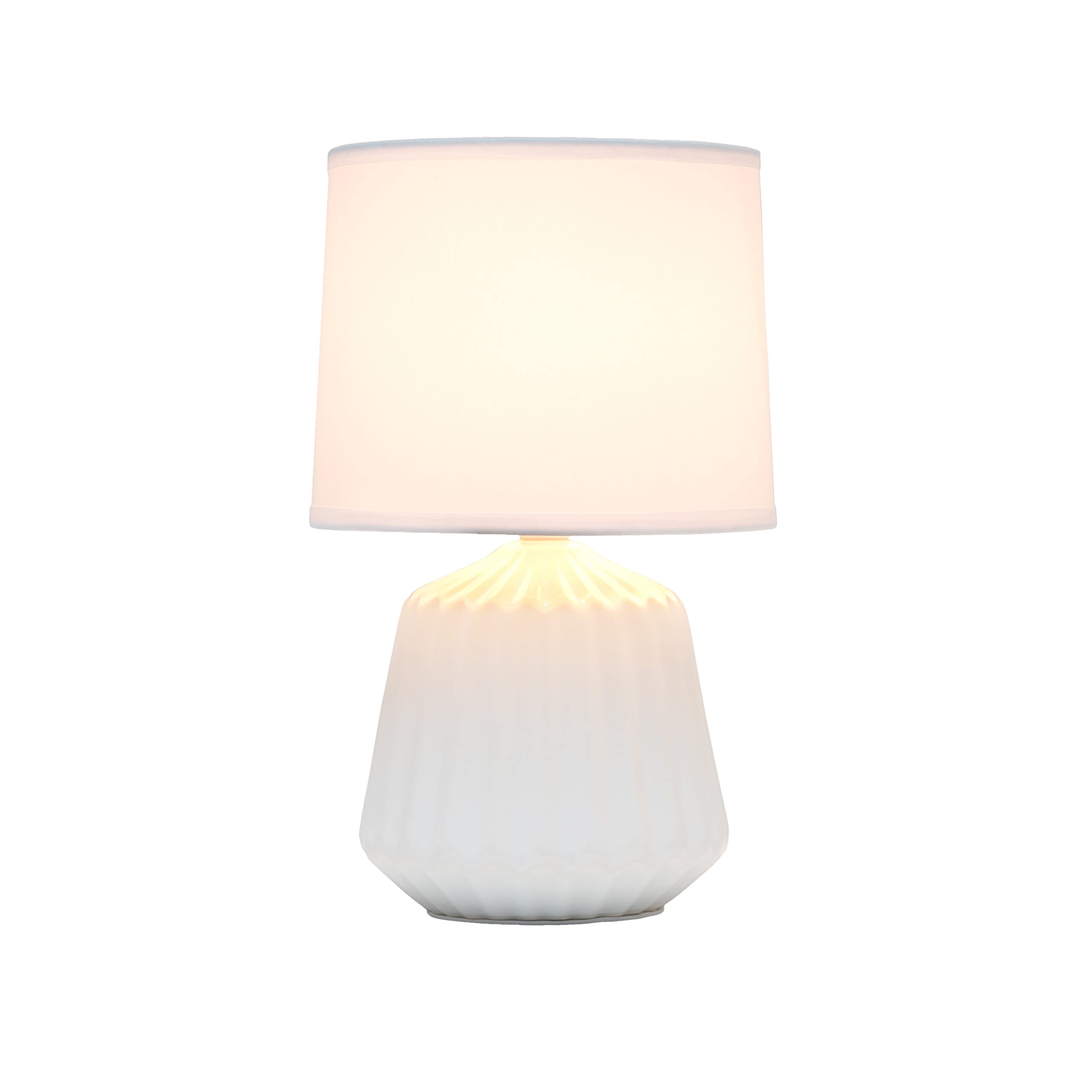 Simple Designs LT1120-OFF Petite Mini Pleated English Ceramic Base Table Lamp, Off White