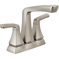 DELTA FAUCET Vesna 2-Handle Bathroom Faucet Assembly and Worry-Free Drain Catch, SpotShield Brushed Nickel 25789LF-SP Centerset