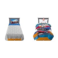 Franco Kids Bedding Super Soft Sheet Set, 3 Piece Twin Size, Hot Wheels & Kids Bedding Super Soft Microfiber Reversible Comforter, Twin/Full, Hot Wheels