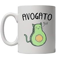 Crazy Dog T-Shirts Avogato Mug Funny Avocado Cat Kitty Coffee Cup - 11oz