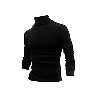 Men's Casual Turtleneck Slim Fit Basic Tops Lightweight Fleece Pullover Sweater Soft Fashion Long Sleeve Shirts T Shirt