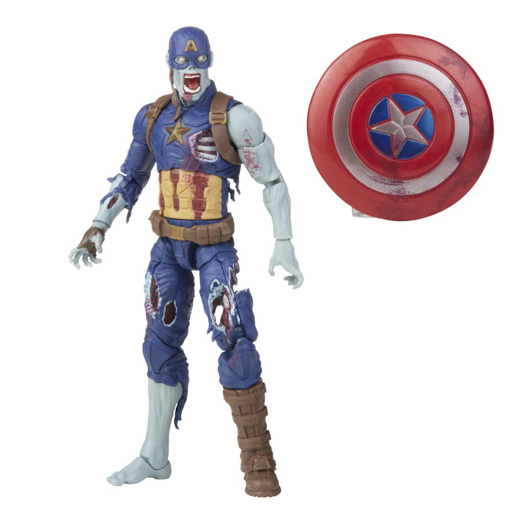 Avengers Marvel Legends Series 6-inch Scale Action Figure Toy Zombie Captain America, Premium Design, 1 Figure, and 1 Accessory